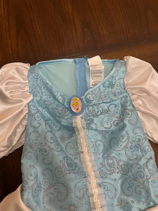 Disney Cinderella Princess Dress Puffy Skirt Sparkle Small 4-6X Princess Costume - Picture 2 of 5